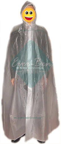 Transparent PVC mens waterproof poncho